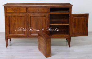 Classic Venetian style solid walnut sideboard with saber legs